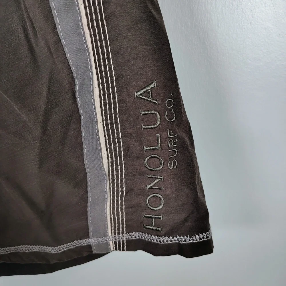 Honolua Surf Co Mens SZ 33 Board Shorts Brown Nylon Blend Surfcore Cargo